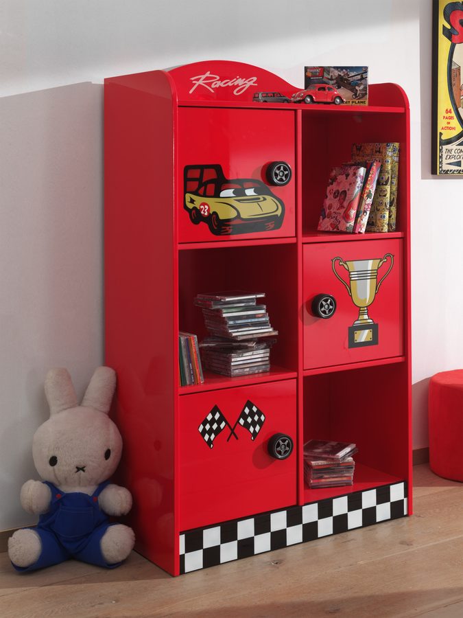 Bibliothèque Racer rouge 3 portes