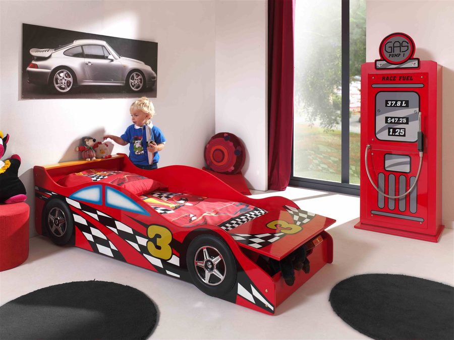 Lit voiture Toddler Race avec sommier + matelas Junior Soft 70 x 140 cm
